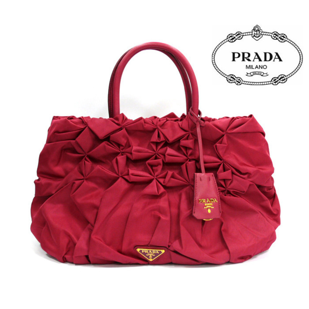 Prada Pleated Gathers Nylon Pink